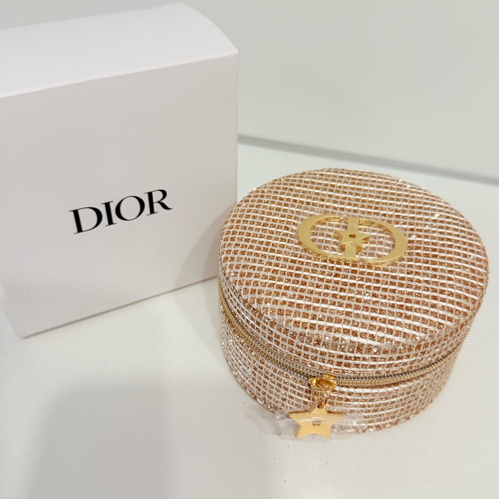 Dior Beauty Round Jewelry Case in Gold